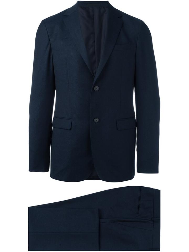 Z Zegna Fitted Business Suit, Men's, Size: 48, Blue, Acetate/viscose/wool