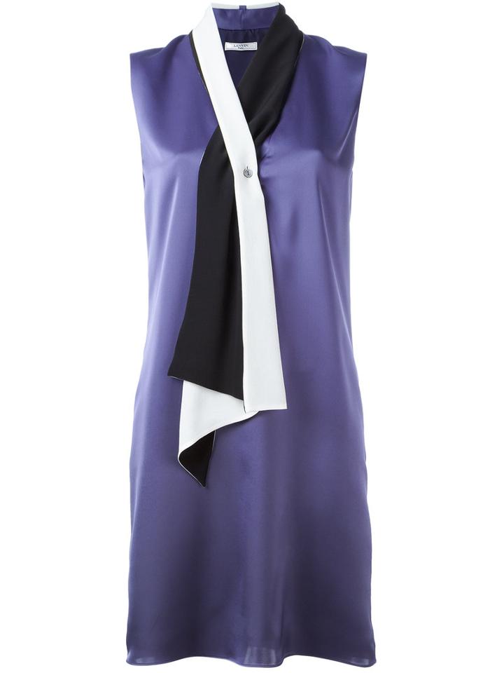 Lanvin Scarf Neckline Dress, Women's, Size: 38, Pink/purple, Polyester/silk