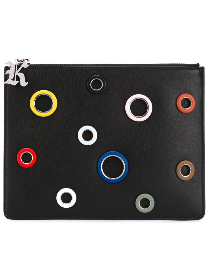 Christopher Kane - Eyelet Detail Clutch - Women - Calf Leather - One Size, Black, Calf Leather
