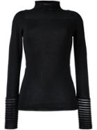 Wunderkind Sheer Stripe Knitted Top, Women's, Size: Small, Black, Virgin Wool