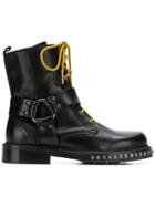 Pinko Stud-embellished Commando Boots - Black