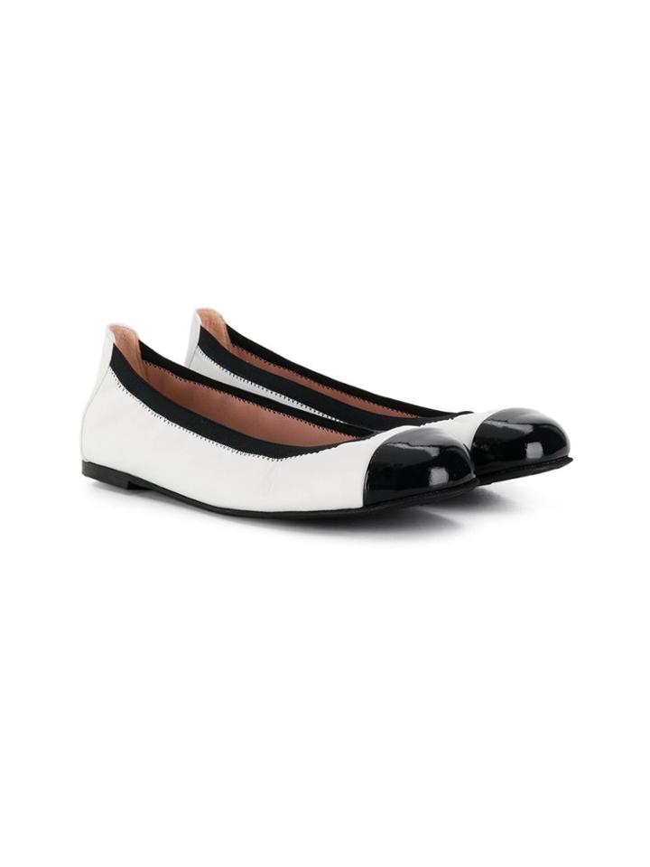 Pretty Ballerinas Kids Teen Contrast Ballerinas - White