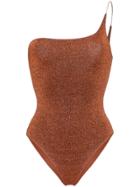 Oseree Lumiere Lure One Shoulder Swimsuit - Brown