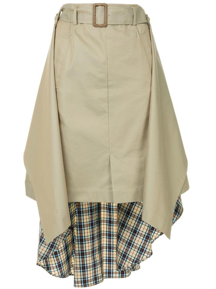 Maison Mihara Yasuhiro Contrast Material Skirt - Brown