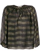 Mes Demoiselles Metallic Stripe Blouse - Black