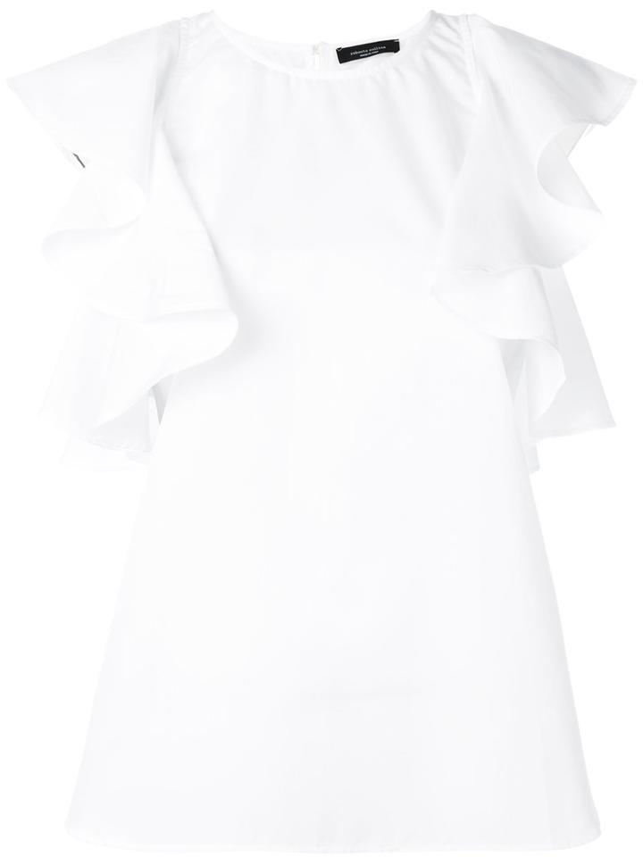 Roberto Collina Ruffled Sleeves Blouse, Women's, Size: Medium, White, Cotton