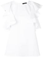 Roberto Collina Ruffled Sleeves Blouse, Women's, Size: Medium, White, Cotton