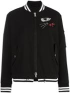 Ermanno Scervino Embellished Bomber Jacket, Women's, Size: 44, Black, Polyester/spandex/elastane/polyurethane