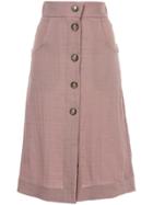 Liya Buttoned Front Midi Skirt - Pink & Purple