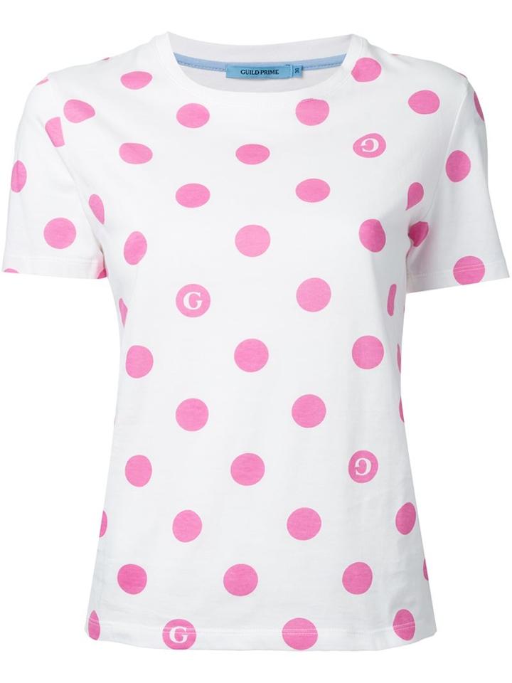 Guild Prime Polka Dot T-shirt, Women's, Size: 34, White, Cotton