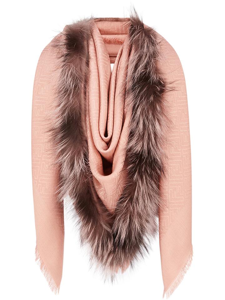 Fendi Touch Of Fur Shawl - Pink & Purple