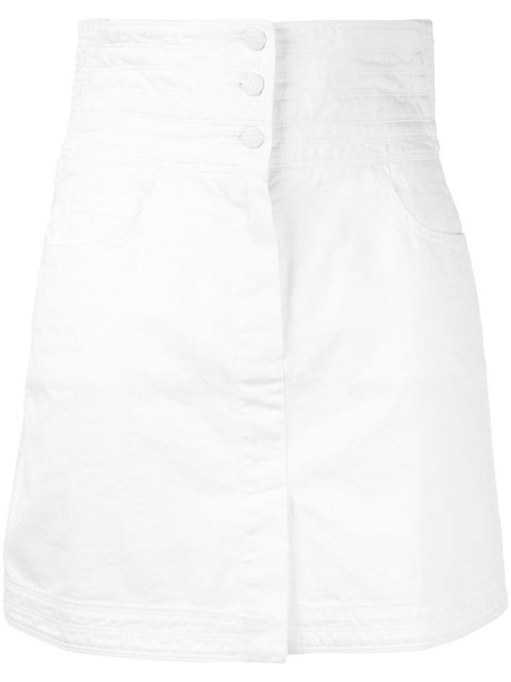 Chanel Pre-owned Cc Button High Waist Skirt - White