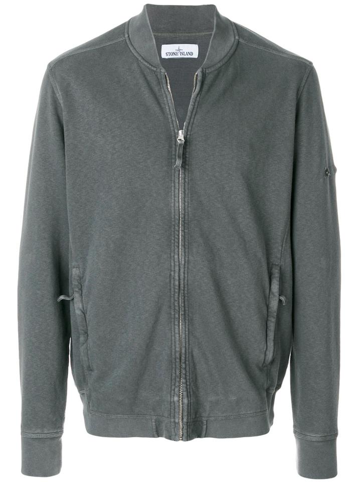 Stone Island Zipped Knitted Bomber Jacket - Grey