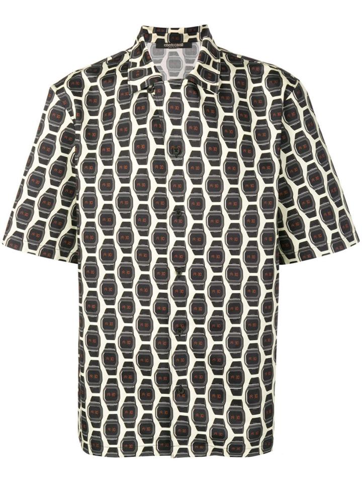 Roberto Cavalli Watch Print Button-up Shirt - Neutrals