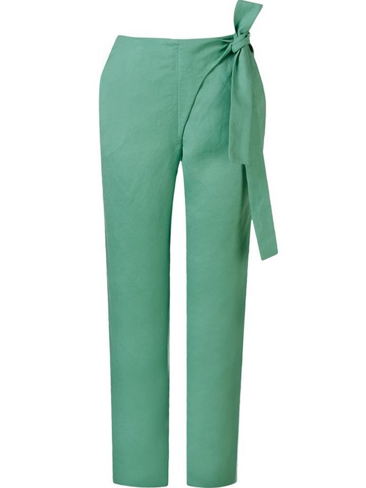 Fernanda Yamamoto High Waisted Straight Trousers, Women's, Size: 37, Green, Cotton/linen/flax
