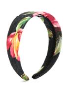 Dolce & Gabbana Kids - Tulip Print Hair Band - Kids - Silk/cotton/viscose/plastic - One Size, Black