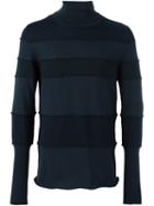 Maison Margiela Panelled Rollneck Sweater, Men's, Size: Small, Blue, Cotton/wool