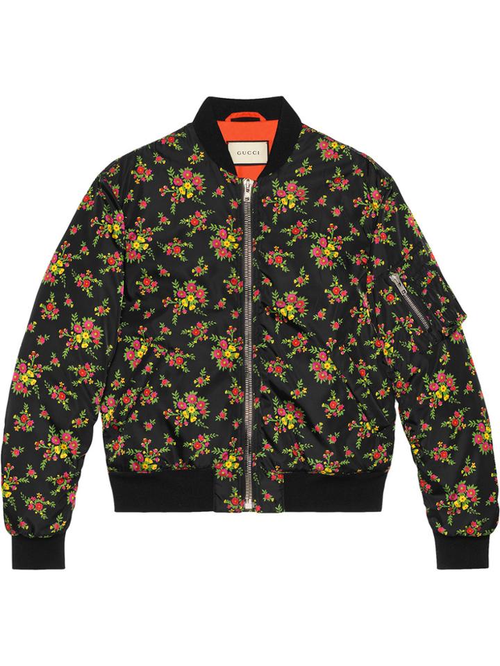 Gucci Floral Bouquets Nylon Jacket - Black