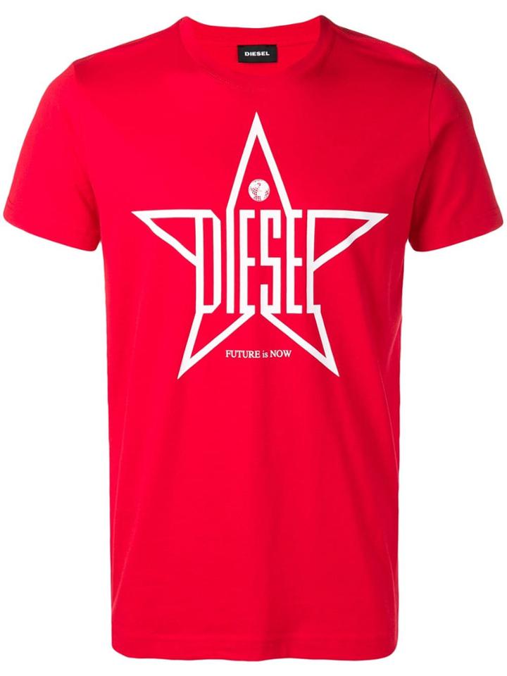 Diesel Star Print T-shirt - Red