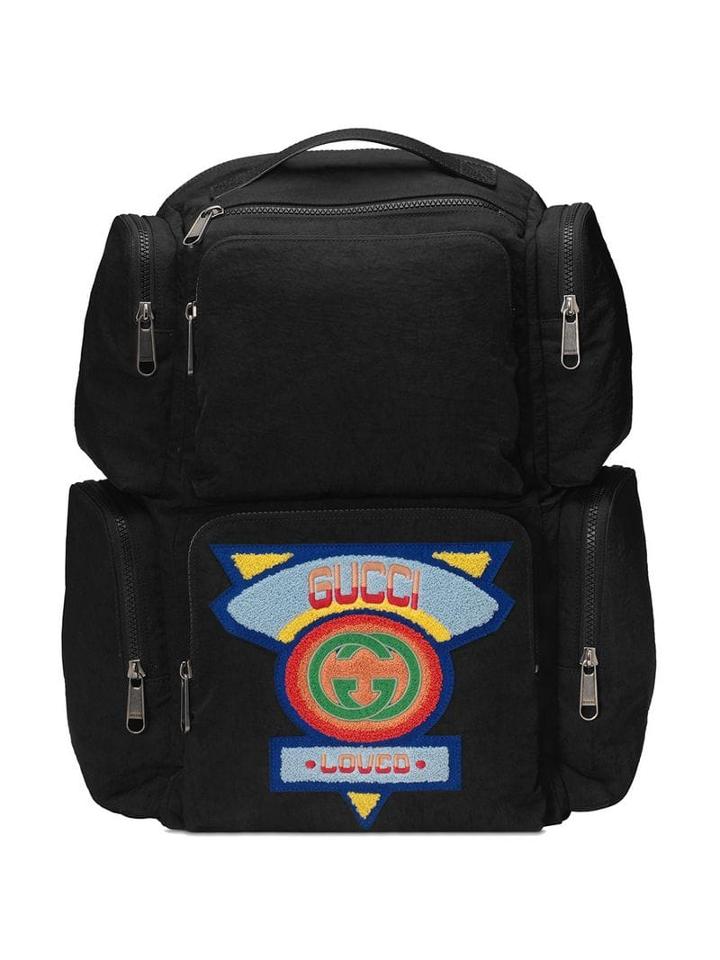 Gucci Black Large Backpack With Gucci '80s Patch