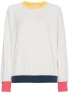 Frame Denim Contrast Hem Cotton Sweatshirt - White