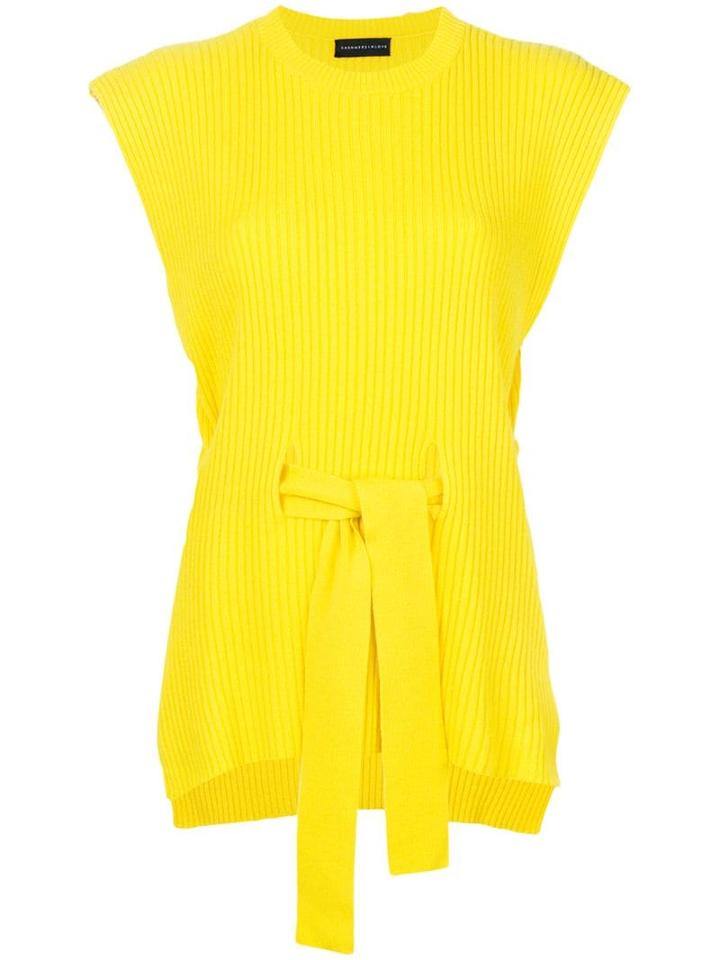 Cashmere In Love Cashmere Jaqueline Open Side Vest - Yellow
