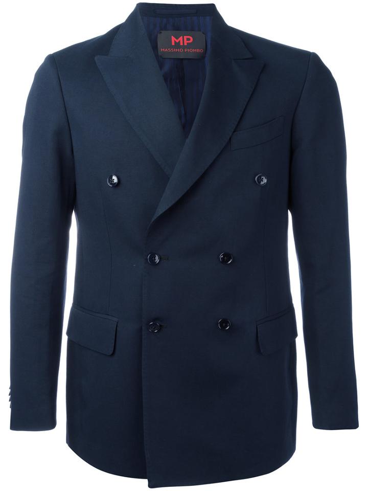 Mp Massimo Piombo - Double-breasted Tailored Blazer - Men - Cotton/linen/flax - 50, Blue, Cotton/linen/flax