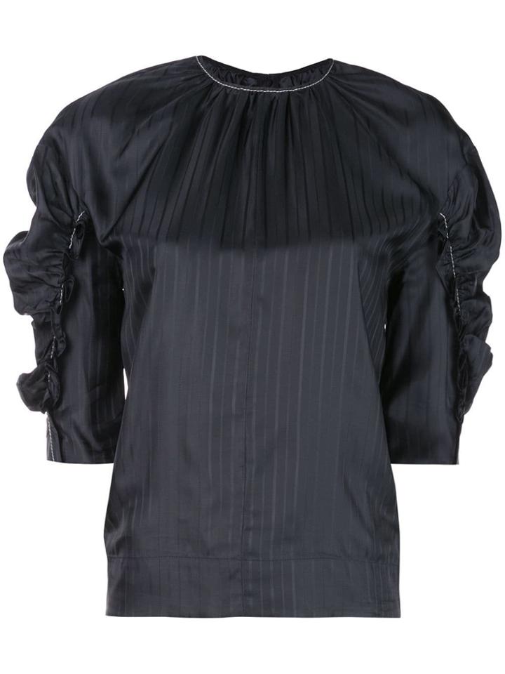 Victoria Victoria Beckham Gathered Sleeve Blouse - Black
