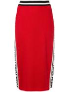 Msgm Fitted Skirt With Logo-ed Side - Red