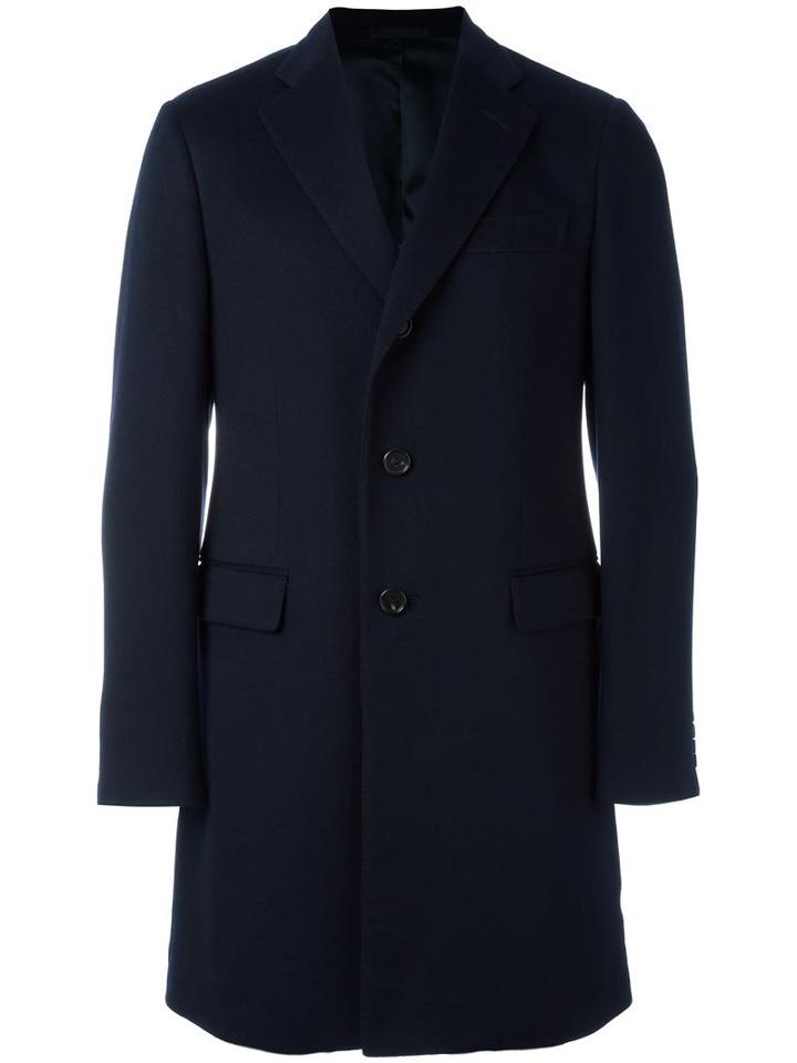 Al Duca D'aosta 1902 Single Breasted Coat, Men's, Size: 52, Blue, Viscose/cashmere