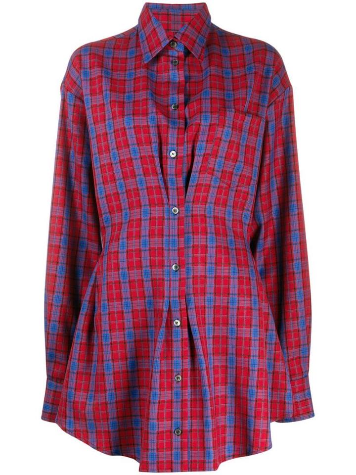 Unravel Project Plaid Shirt Dress - Blue