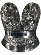 Alberta Ferretti Sequin Embroidery Fitted Top - Silver