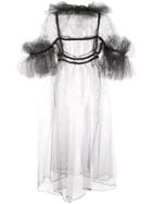 Noir Ruffle Sheer Flared Dress - Silver