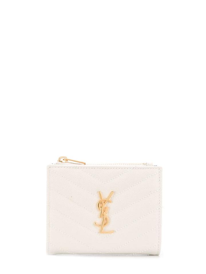 Saint Laurent Monogram Zipped Wallet - Neutrals