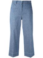 Lorena Antoniazzi - Cropped Trousers - Women - Cotton/linen/flax/polyester/cupro - 42, Blue, Cotton/linen/flax/polyester/cupro