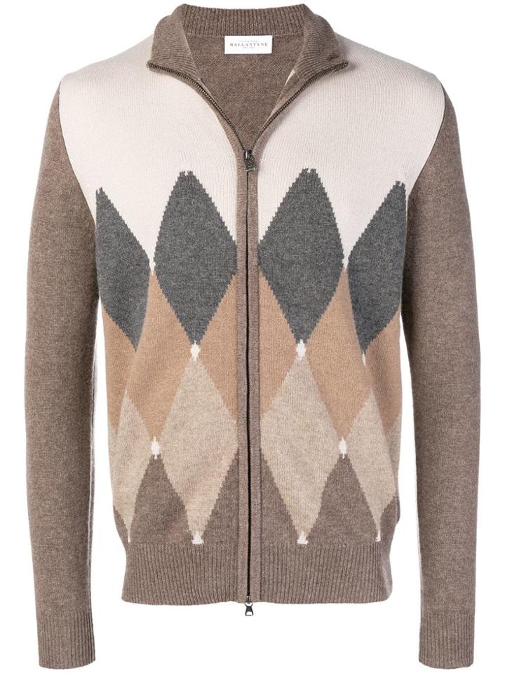 Ballantyne Diamond Pattern Cardigan - Neutrals