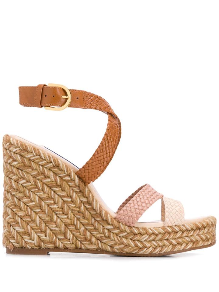 Stuart Weitzman Weaved Wedge Sandals - Neutrals