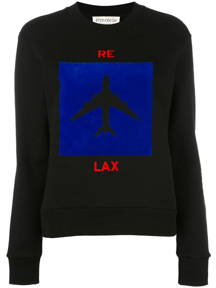 Être Cécile Aeroplane Print Sweatshirt, Women's, Size: Medium, Black, Cotton