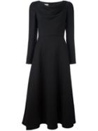 Valentino Draped A-line Dress, Women's, Size: 44, Black, Silk/virgin Wool