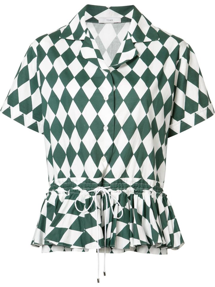 Tome Flared Hem Shirt - Green
