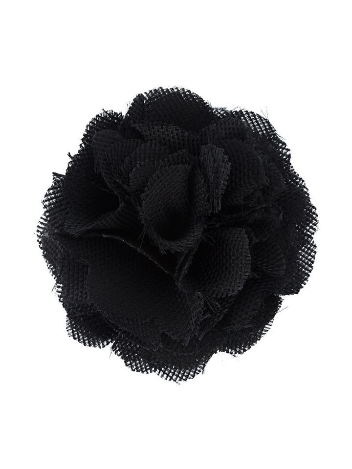 Lanvin Floral Brooch, Women's, Black, Silk/brass/leather