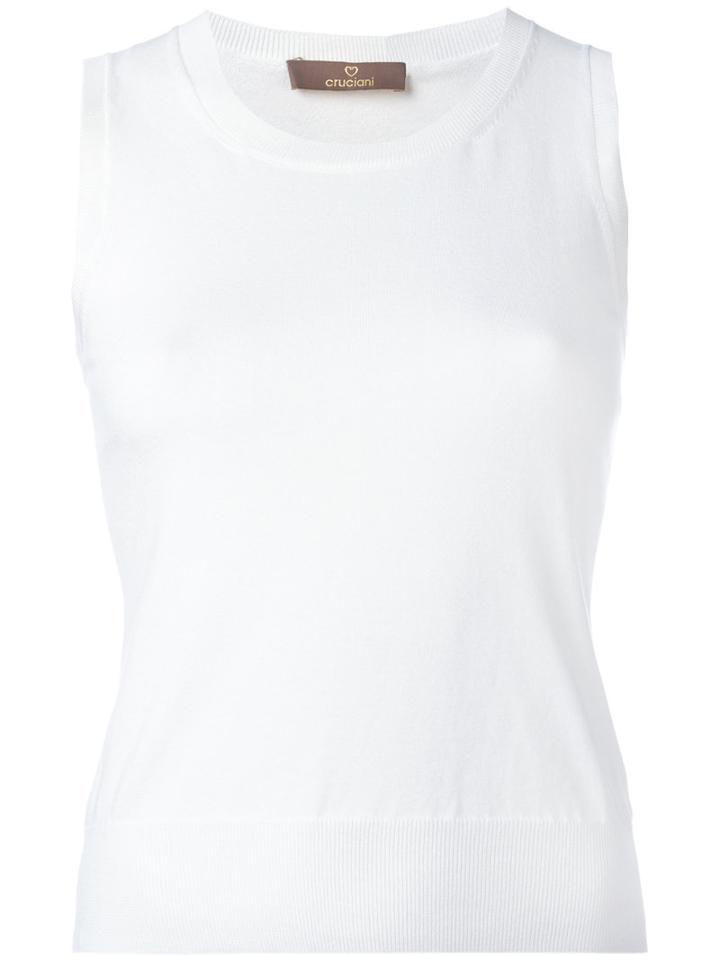 Cruciani - Sleeveless Jumper - Women - Cotton/spandex/elastane - 48, White, Cotton/spandex/elastane