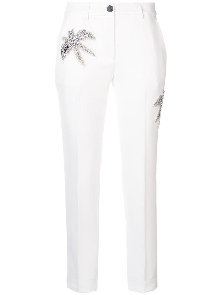 Philipp Plein Embellished Patch Trousers - White