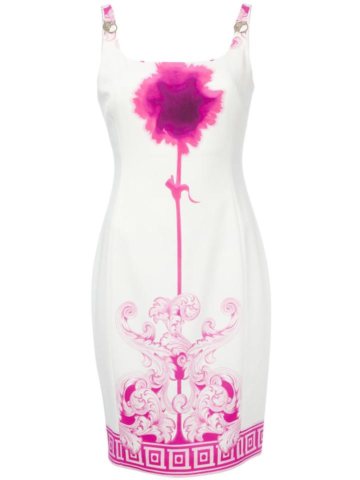 Versace Collection - Neon Print Fitted Dress - Women - Cotton/polyester/spandex/elastane/viscose - 44, White, Cotton/polyester/spandex/elastane/viscose