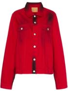 Martine Rose Stained Effect Cotton Denim Jacket - Red