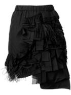 No21 Ruffle And Feather Trim Draped Skirt - Black