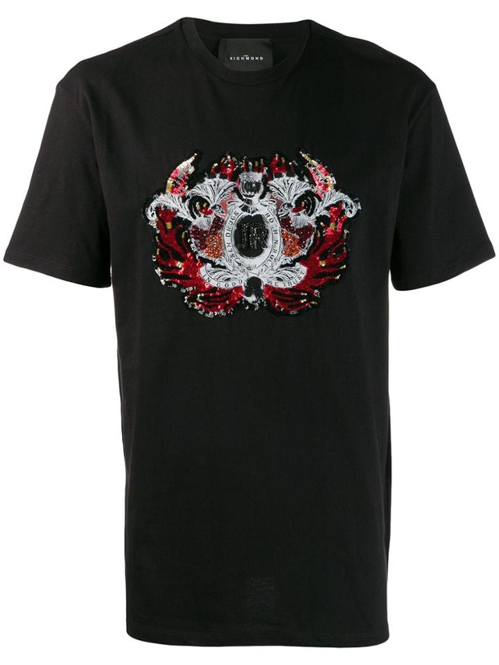 John Richmond Sequin Embroidered T-shirt - Black