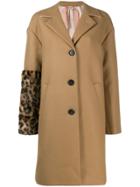 Nº21 Leopard Pint Sleeve Detail Coat - Neutrals