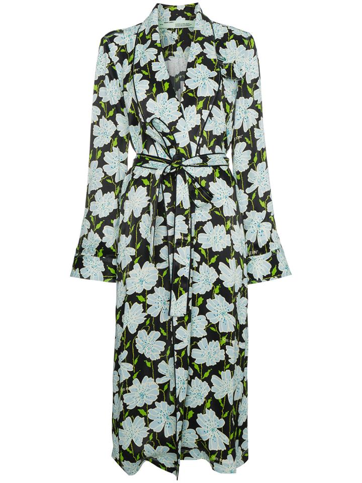Off-white Floral Belted Robe Jacket - Multicolour