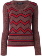 Roberto Collina Zigzag Intarsia Jumper, Women's, Size: Medium, Red, Merino